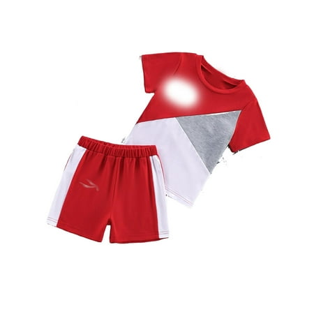 

Casual Colorblock Round Neck Short Sleeve Multicolor Toddler Boy Two-piece Outfits ( Boy s)