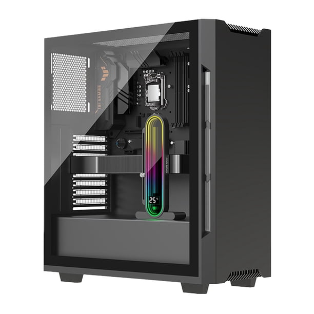 Kit Refrigeración Por GPU Soporte Jack Caja Computadora Escritorio para Tarjeta Video Gráfica VGA 5V 3 Pines ARGB Base Magnética Aleación Aluminio Con Pantalla Visualización Temperatura LED