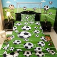 thumbnail image 3 of Meiyoeat Sporty Soccer Ball Pattern Twin Duvet Cover for Teens, Playful Football Field Print Twin Bedding for Bedroom, Green Black White,2pcs,No Comforter, 3 of 6