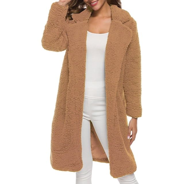 B91xZ Manteau pour Femme Cardigan à Capuche Manteau Ouvert Manteau d'Extérieur avec Poches, Brun m