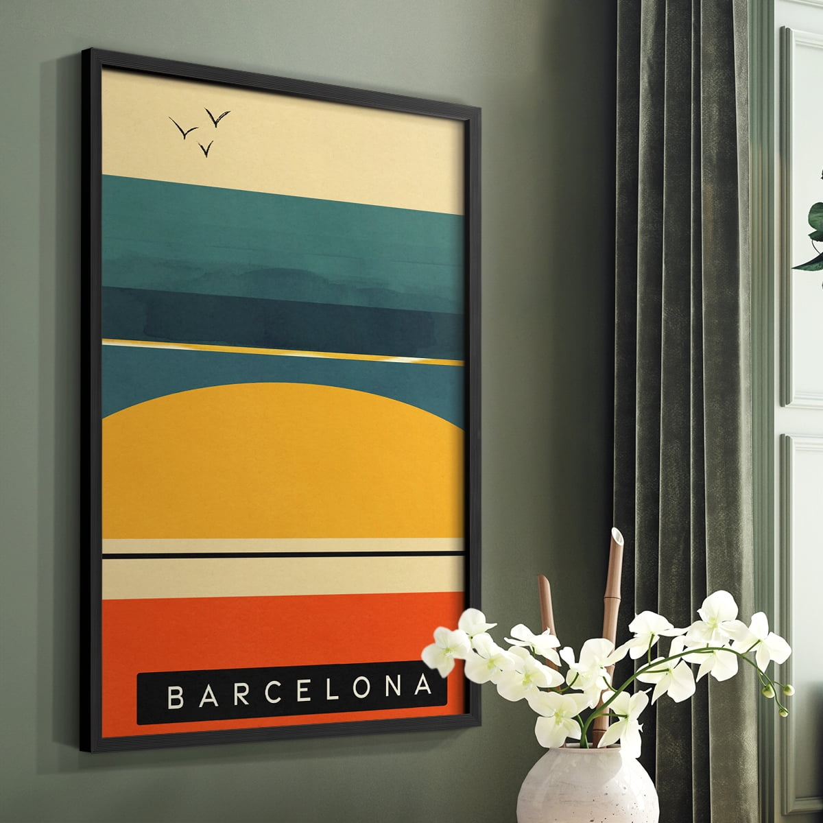 Summer Abroad II Framed Print in Black Solid Wood Framed Print No Nail Hanging