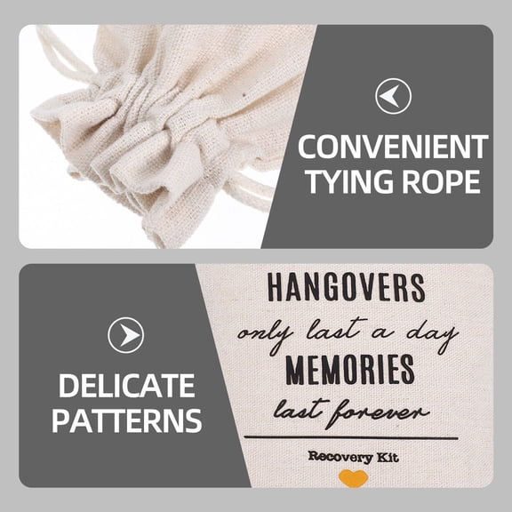 LOLIPPYY 10Pcs White Fabric Bags for Bridal Shower Favors and Hangover Bags for Wedding Parties