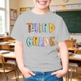 thumbnail image 6 of Glisme Big Girls Back To School T-Shirt Letter Print Short Sleeve Crew Neck Fall Casual Girls Tees Size 9-10 Years Grey, 6 of 7