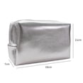 thumbnail image 2 of Bolsa de maquillaje, bolsa de maquillaje cosmética de cuero PU con cremallera para mujer bonita, color plateado, 2 of 5