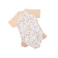 thumbnail image 5 of Suealasg Toddler Girl Rash Guard Swimsuit Floral Print Short Sleeve Round Neck Zip Ruffled Bathing Suit with Swim Hat, 5 of 8