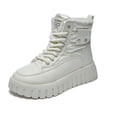 thumbnail image 2 of Botas de nieve altas con forro polar para mujer, zapatos casuales cálidos de estilo coreano para estudiantes de invierno, zapatos de algodón, 2 of 6