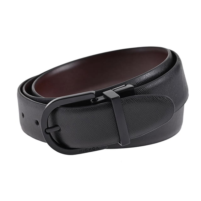 Hickok Cinturón Reversible de Piel Genuina Nero-Café para Hombre 34 mm