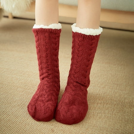 

OWSOO Women Winter Socks Plush Thick Warm Soft -Calf Home Floor Socks Hosiery