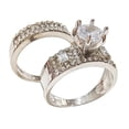 thumbnail image 2 of STAOEDU Silver Ladies 2-Piece Diamond Engagement Wedding Ring Set Rhodium Finish, 2 of 3
