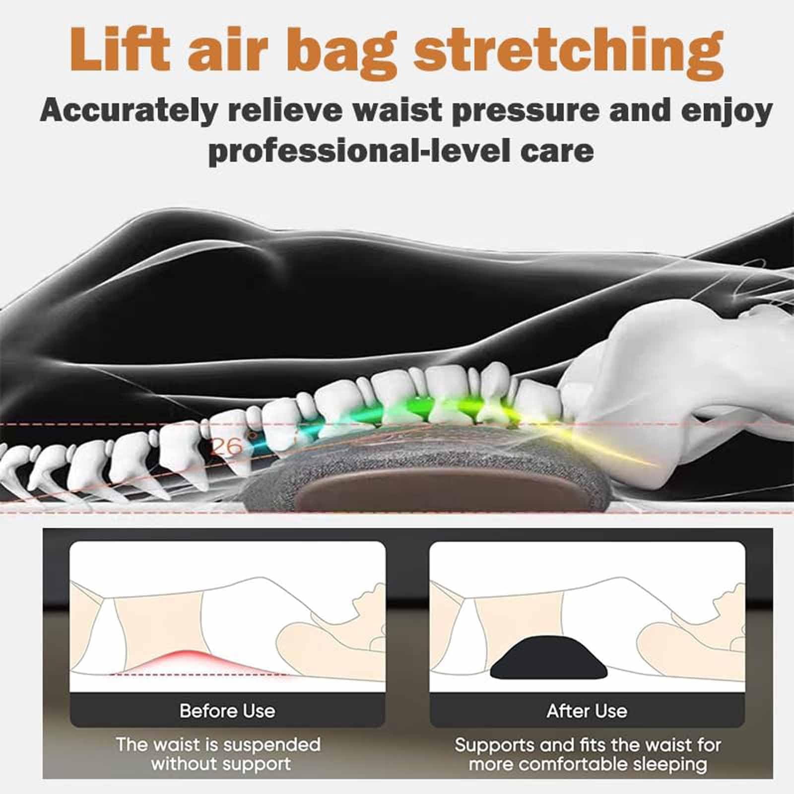 Triple Fusion Back Massager, 3-in-1 Back Massager with Traction Lifting and Vibration Massage and Heat Compress Against Pain, Sciatica Massager for Neck, Shoulder, Backs, Waist Wedge Bolster(Gray)