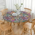 thumbnail image 3 of Yellow Floral Oval Pattern Round Fitted Tablecloth with Elastic Edge,Dining Table Cover Waterproof,Outdoor Round Tablecloth for Camping,Dining,Indoor and Outdoor, 3 of 7