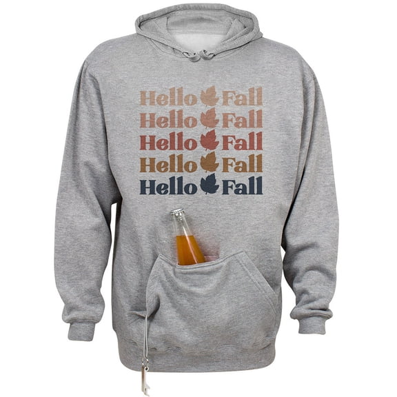 Hello Fall Beer Holder Tailgate Hoodie Sweatshirt Unisex Large Oxford