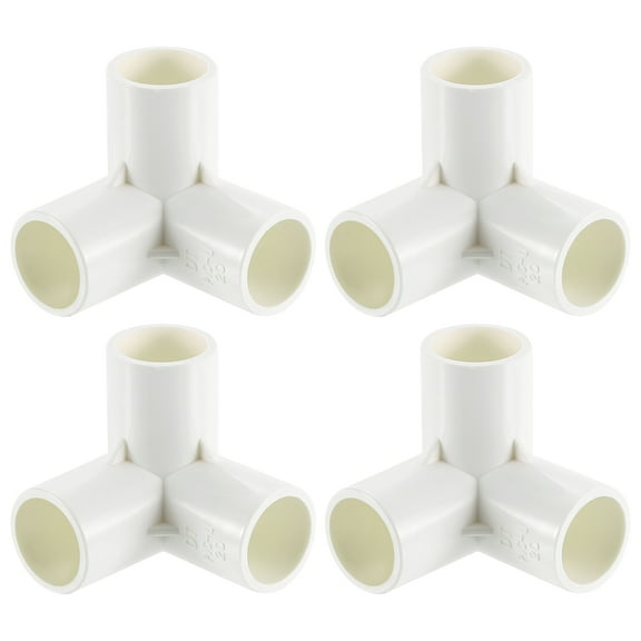 1/2" Fittings, 4Pcs 3 Way Elbow Connector Elbow Corner Fitting, White