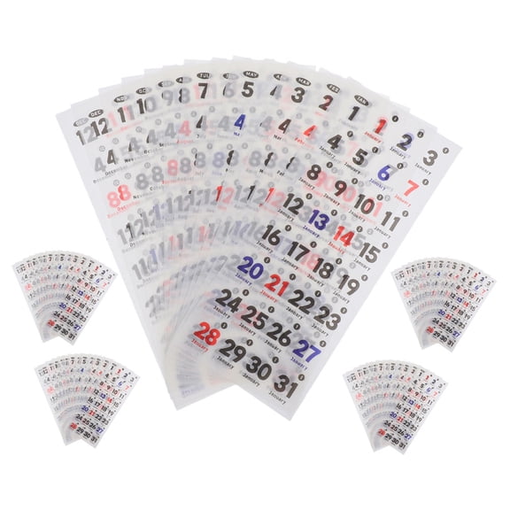 WRITWAA 5 Sets Monthly Calendar Number Stickers for Planners, Colorful Washi Paper Labels for Schedule & Planner Decoration