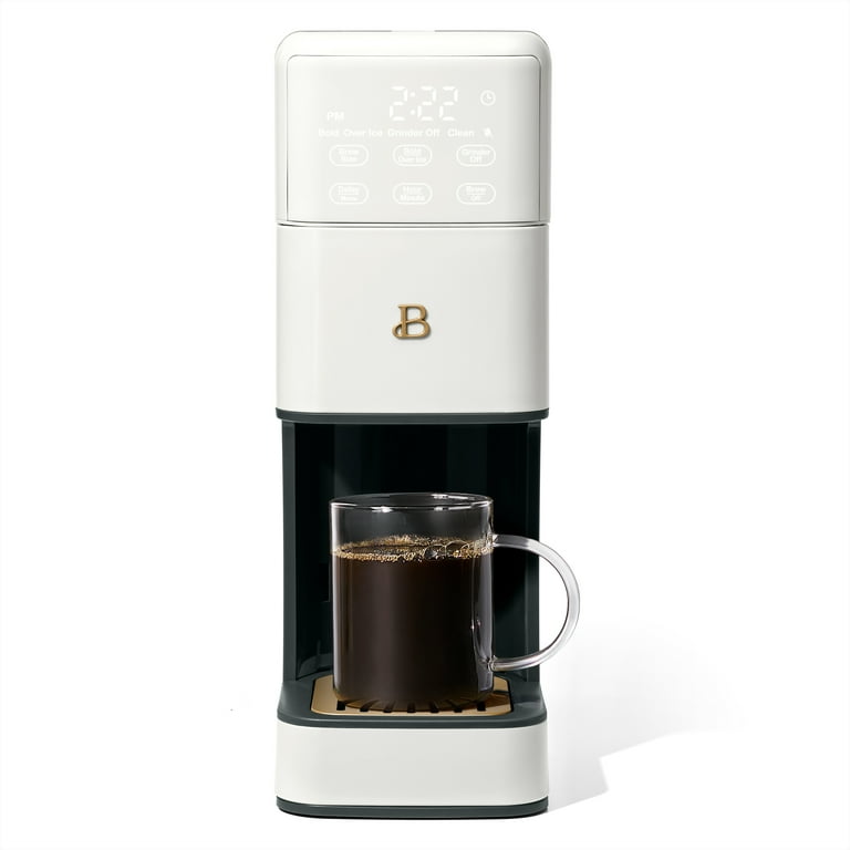 Beautiful Perfect Grind Programmable Single Serve Coffee Maker, White Icing by Drew Barrymore