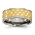 thumbnail image 1 of Titanium 8mm Yellow Plated Checkered Wedding Ring Band Size 13.50 Fancy, 1 of 10