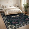 thumbnail image 3 of ODIKA 8'x10' Washable Area Rug Gothic Moth Design With Botanical Vine Symmetry Accents Witchy Floral Refined for Dining Room, Large Office, Lounge, Non-Slip Chair-Friendly Mat, 3 of 7