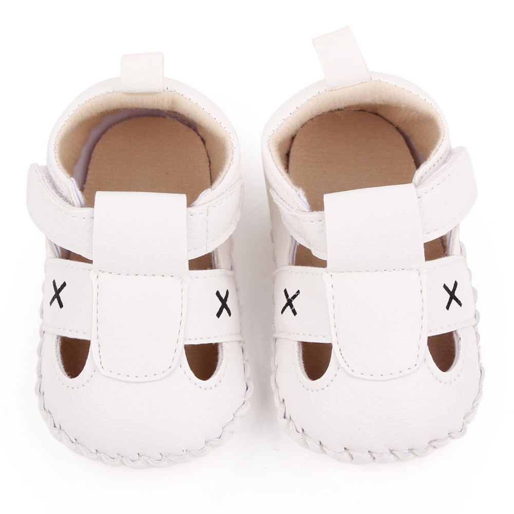 Infant Baby Girl Beach Leather Rubber Sole Sandals Newborn First Walkers Shoes L 