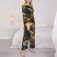 thumbnail image 3 of Salouo Leopard Reading Tarot Cards Pattern Women's Pajamas Set Long Sleeve Button Down Sleepwear Soft Pj Lounge Sets for women 2 Piece Pjs Set with Long Pants-Large, 3 of 7