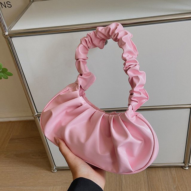 Bolso de mano plisado de Color liso para mujer, bolsa de mano de PU para ocio, axila, compras, bolso de hombro, 2023 Fivean unisex