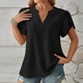 thumbnail image 4 of ZyeKqe Dressy Casual Tops for Women Petal Sleeve Shirts Casual V Neck T Shirts Dotted Business Work Office Blouses, 4 of 6