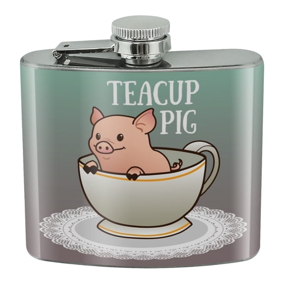 Teacup Pig Stainless Steel 5oz Hip Drink Kidney Flask