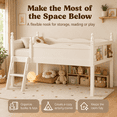 thumbnail image 6 of Miniyam Twin Low Loft Bed with Bookshelf and Guardrails, Wood Kids Bed for Bedroom, White, 6 of 8