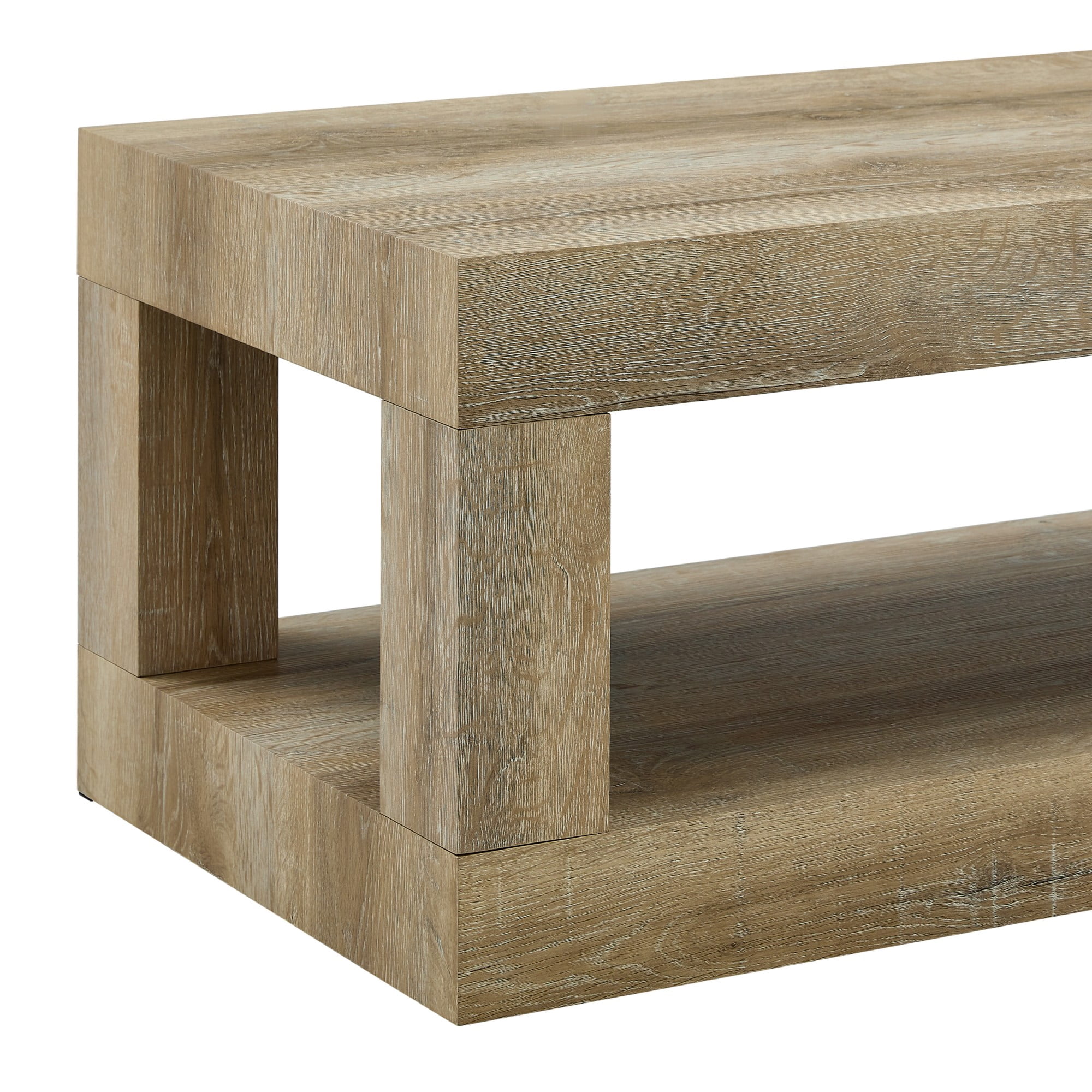 Alvantor 2-Tier Gray Modern Coffee Table with Open Shelf for Living Room, 40"x21"x18"