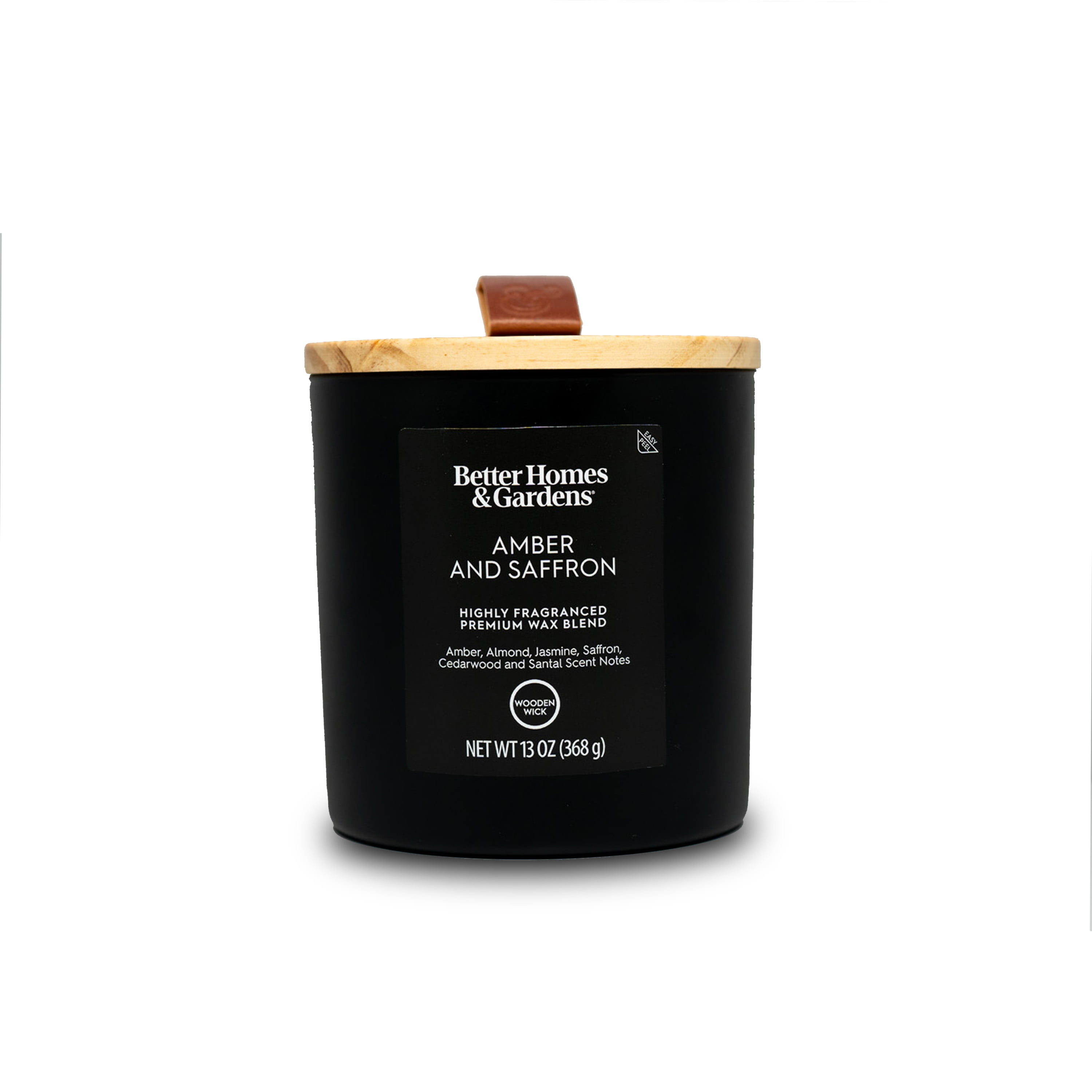 (4 pack) Better Homes & Gardens 13oz Amber and Saffron Scented Wooden Wick Jar Candle