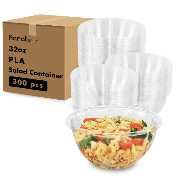 Karat Earth PLA 32 oz Salad Container (175 mm), Clear - 300 pcs