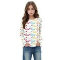 thumbnail image 4 of VKOYWKM Girls Valentine Tops Long Sleeve Crew Neck Heart Graphic Holiday Shirts for Valentine's Day Gifts, 4 of 7