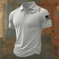 thumbnail image 4 of GrmtClth Mens American Flag Polo Shirt Summer Collared Shirts Gym Tops Button Up Short Sleeve Dressy Golf Polos Light Gray 2XL, 4 of 4