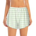 thumbnail image 2 of Fuzoiu Pistachio Green Checkboard Print Women's Athletic Shorts, Double-Layer Running Shorts with Pocket,Women's Workout Shorts for Yoga, Gym, and Workouts-Medium, 2 of 7