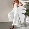 thumbnail image 7 of Garbnen Chiffon Palazzo Pants for Women Flowy Wide Leg Cropped Pants for Women Beach Outdoor Trendy Womans Lounge Pants with Pockets, 7 of 7