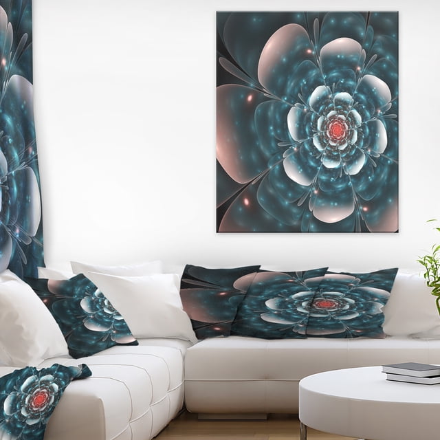 Full Bloom Blue Fractal Flower - Floral Canvas Art Print