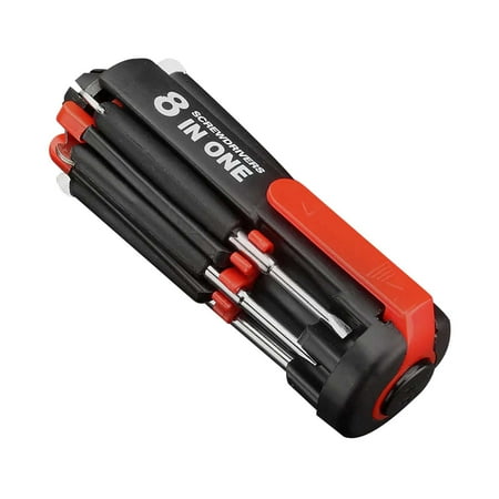 

BFSAUHA Eight In One Multifunctional Screwdriver Shaped Hexagonal Screwdriver Set Home Tool with LED Light Snap on Screwdriver Flat Small Hammer and Screwdriver Set Mini Stubby S