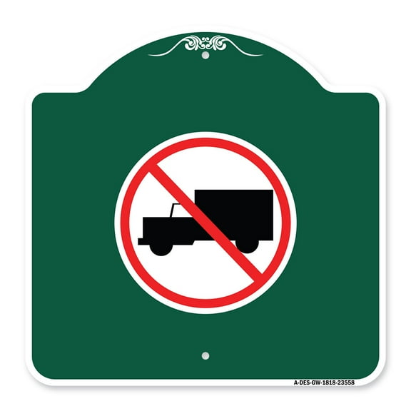SignMission A-DES-GW-1818-23558 18 x 18 in. Designer Series Sign - No Truck Symbol, Green & White