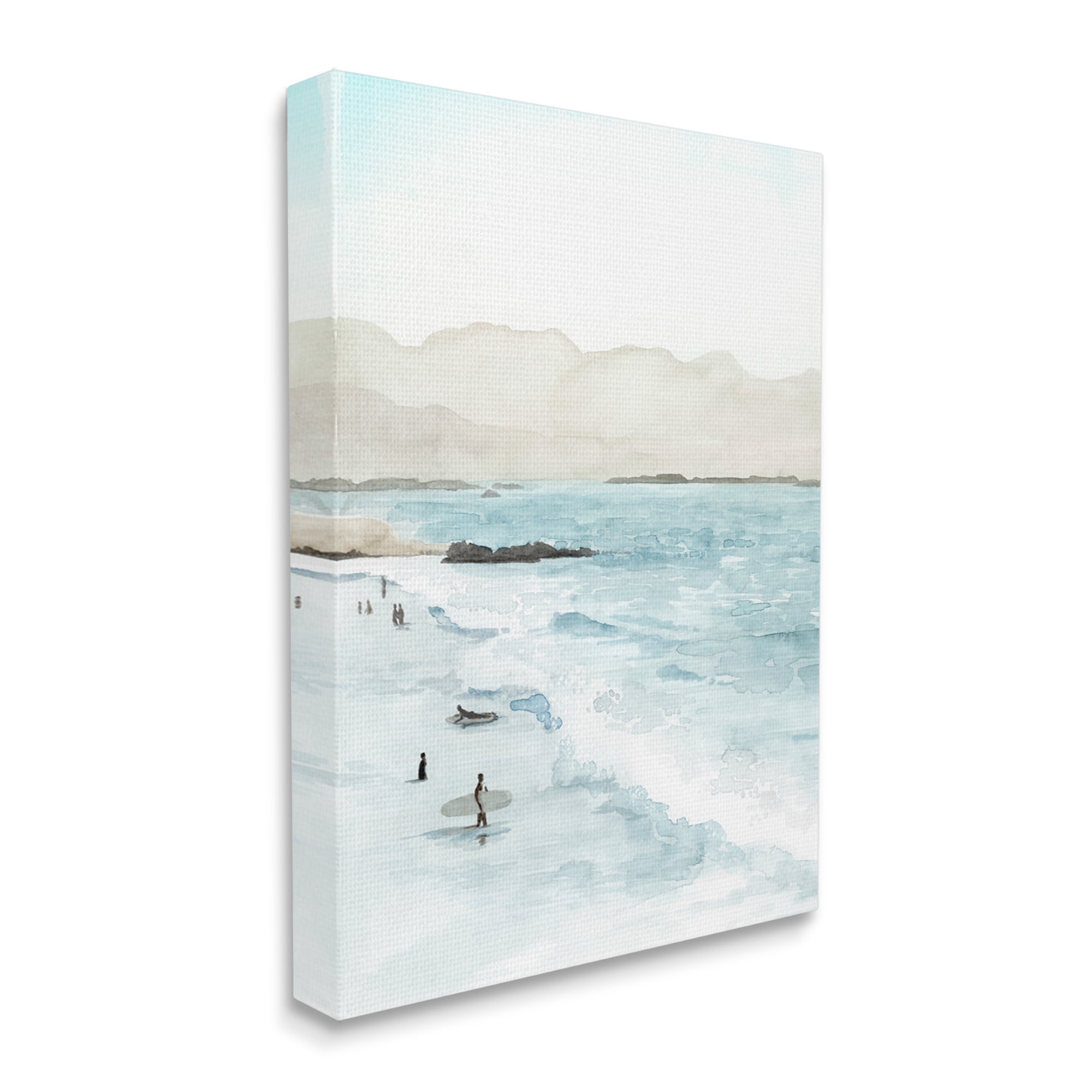 Stupell Industries Surfing Shoreline Sea Waves Foggy Mountains ,30 x 40, Design by Grace Popp