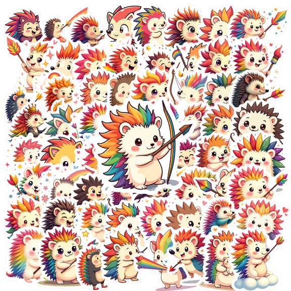 cartoon Hedgehog Theme Stickers, Waterproof Hedgehog Theme Sticker for Water Bottle Laptop Phone Cases Planner Skateboard Luggage Helmet Party Favor Decor, Ideal for Adults Teens Teacher Rewards