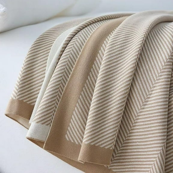 150*200cm Knitted Throw Blanket Vintage Herringbone Pattern Weave Simple Nordic Style Warm Cozy Snuggle Blanket Shawl Decorative Throw Blanket for Sofa Couch Bed Armchair