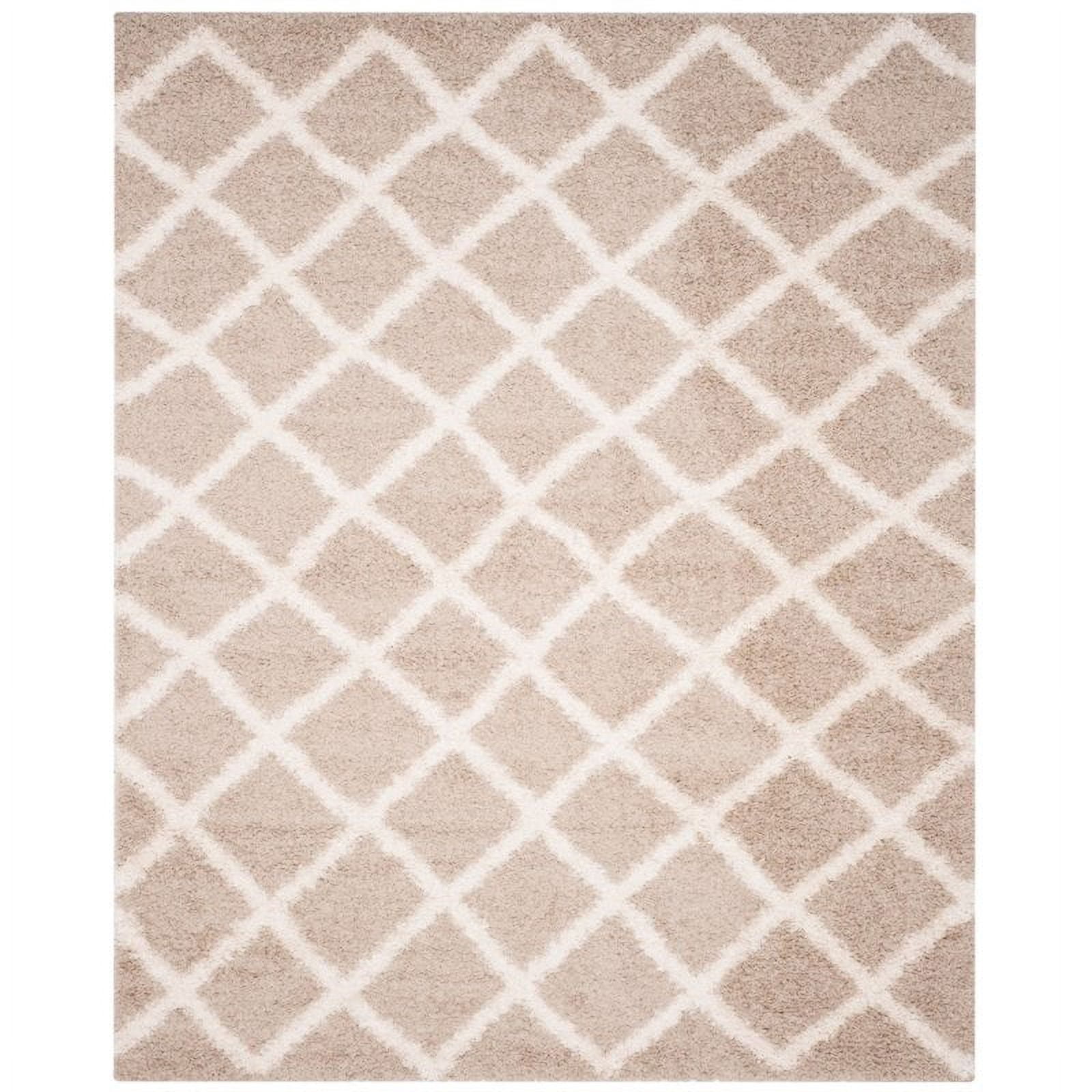 SAFAVIEH Dallas Jerrie Geometric Shag Area Rug, Beige/Ivory, 5'1" x 7'6"