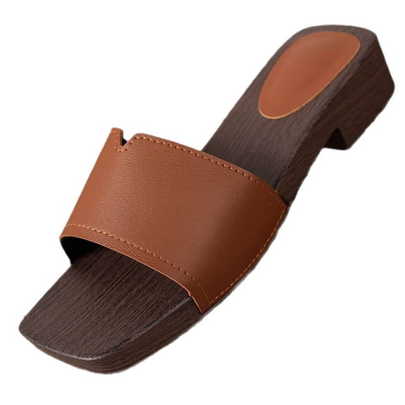 SBYOJLPB Women Sandals Fashionable And Casual Spring And Summer Versatile Large Size Beach Sandals Open-Toe Thick-Soled Thick-Heeled Outer-Wearing Half-Slipper With Toe Cover