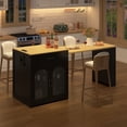 thumbnail image 2 of U_Style-CA Extendable Kitchen Island with Wheels,Dining Table with Built-in Power Outlet,Farmhouse Bar Table with Double-Sided Drawers,Suitable for Kitchen & Home Bar, 2 of 12