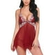 thumbnail image 3 of Camisón de la perspectiva del vestido de la ropa de dormir del cordón floral atractivo de las mujeres, rojo vino, S tholdsy XX000215-03, 3 of 7
