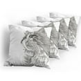 thumbnail image 5 of Ambesonne Animal Throw Pillow Cover 4 Pack, Cat Portrait Kitten, 20", Grey White, 5 of 7