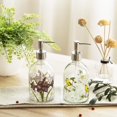 thumbnail image 2 of Botella dispensadora de jabón y loción de vidrio de 17 oz con bomba de plástico a prueba de óxido, botella de bomba de líquido recargable, ideal para cocina, baño, accesorios de baño, encimera, juego, 2 of 5