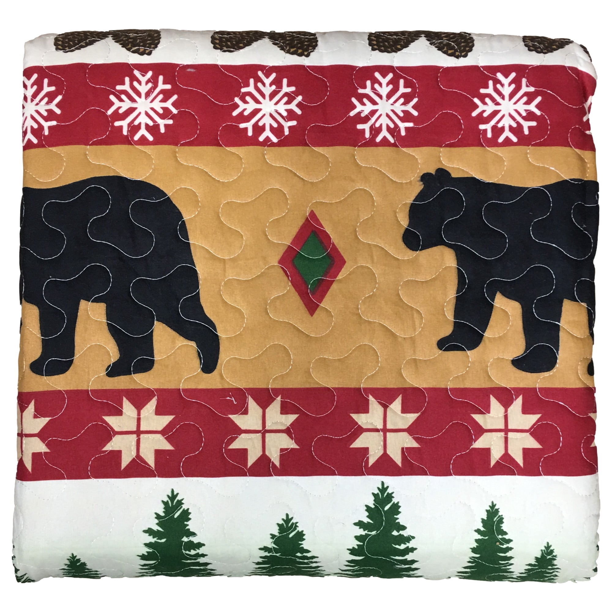 Virah Bella 3 Piece King Cabin Quilt Set - Bear & Paw Rustic Reversible Comforter With Pillow Shams