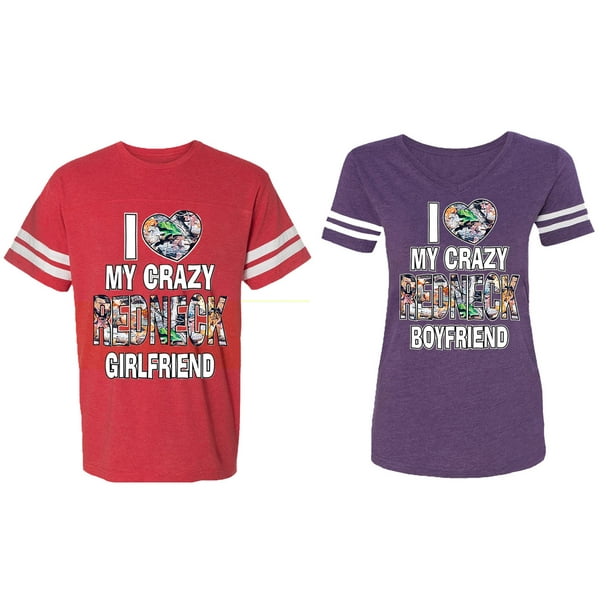 OXI I Love My Crazy GF BF Matching Couple Cotton Jerseys (Men Red