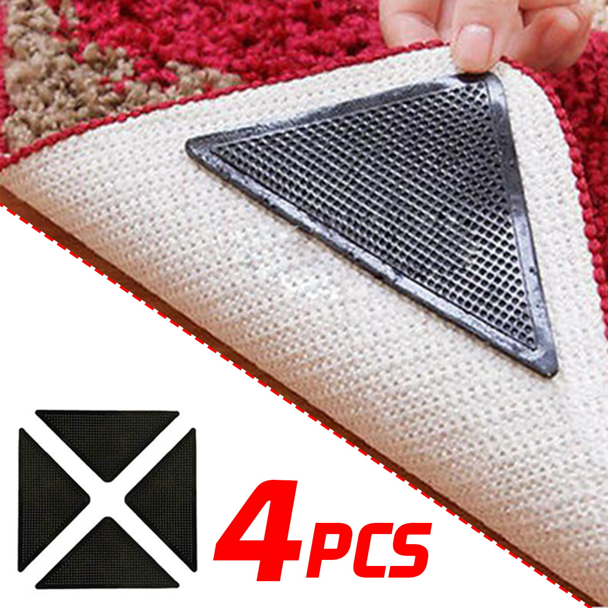 Rug Grippers Rug Stopper for Kitchen Bathroom Floor 24PCS Anti-Slipping Rug Pad Grippers with 3M Strong Adhesive and 1/13 Super Thin Foam Glue 