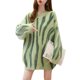 thumbnail image 1 of VISgogo Suéter de otoño para mujer, a rayas, cuello redondo, manga larga, tejido, largo, suelto, suéter, tops para niñas, 6 colores VISgogo  moda, 1 of 5